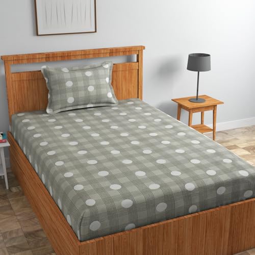 NEW LEAF Premium Glace Cotton 180 TC Flat Single Bedsheets for Summer Breathable | Wrinklefree (Size-60 X 90 Inch) with 1 Pillow Covers (Size-17 X 27 Inches, Pastle Green) - Image 1