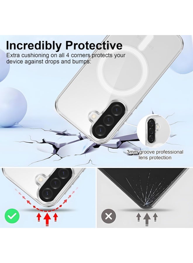 Case Magnetic Case for Samsung Galaxy A17 5G Compatible with MagSafe 6.64 Inch, Clear Case with Magnet, Ultra Slim Soft Silicone Shockproof Back Cover Clear - Image 3