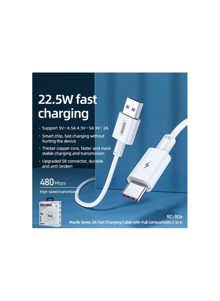 ريماكس كابل شحن سريع USB C بقوة 22.5 واط، بطول 2 متر، متوافق مع الشحن السريع، مصنوع من مادة TPE المتينة - Image 3