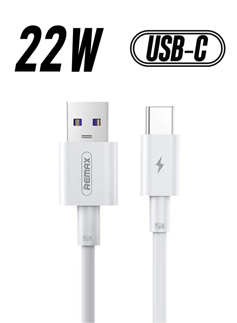 ريماكس كابل شحن سريع USB C بقوة 22.5 واط، بطول 2 متر، متوافق مع الشحن السريع، مصنوع من مادة TPE المتينة - Image 1