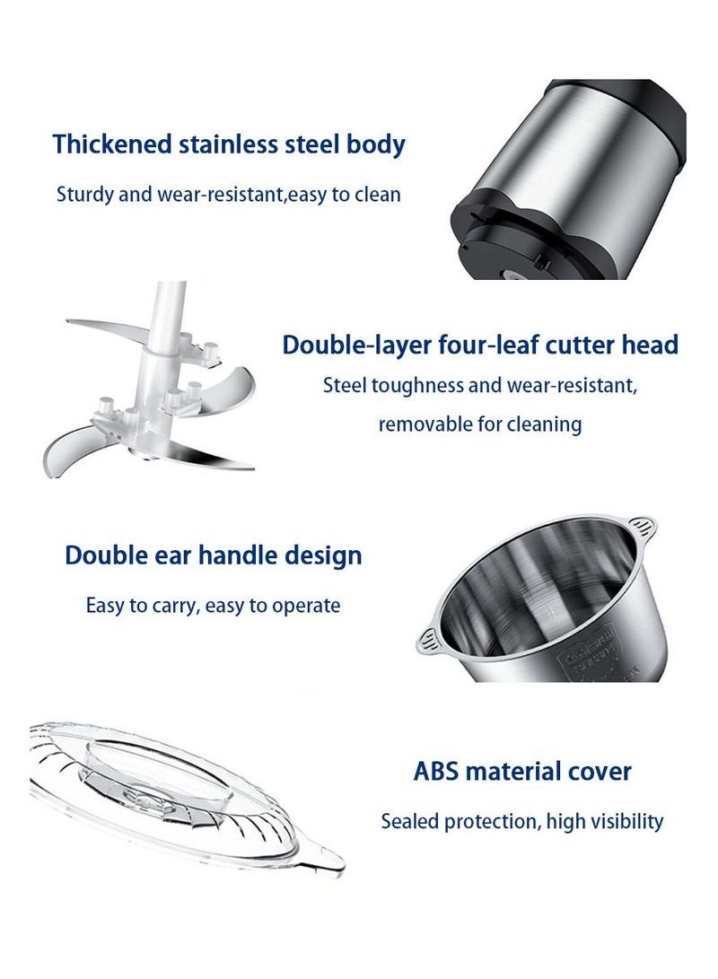 كيلا مفرمة لحوم كهربائية، خلاط طعام 3000 وات، مطحنة طعام زجاجية سميكة مزدوجة السرعة، خلاط طعام، أدوات مطبخ، مناسبة للحوم والخضروات (3 لتر) - Image 5