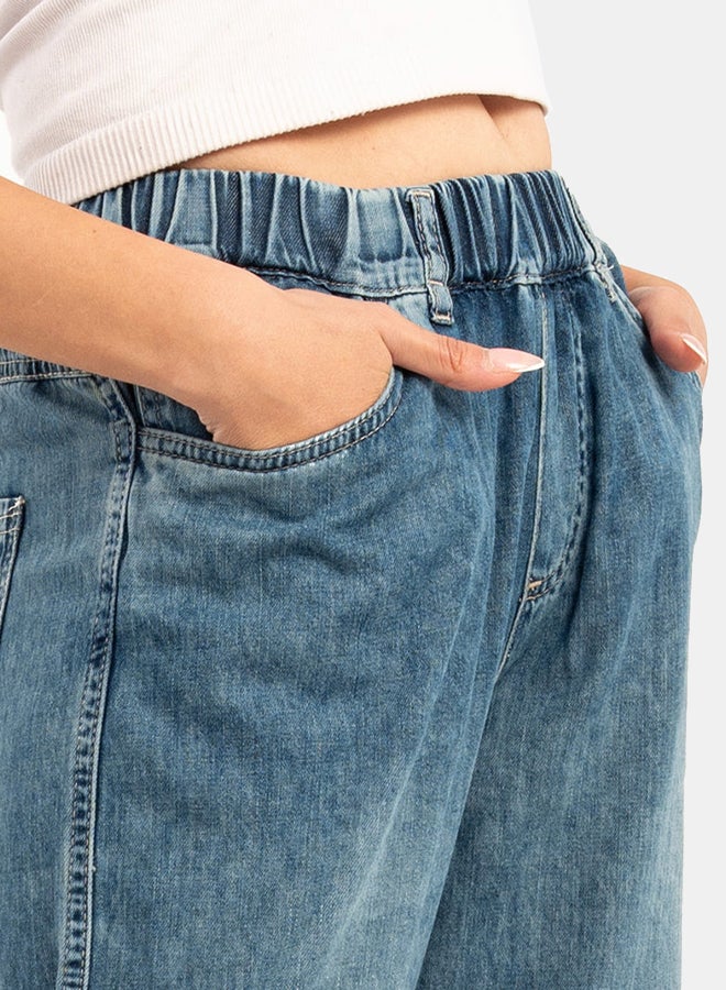 Carina Elastic Waist Denim Pants  - Image 4