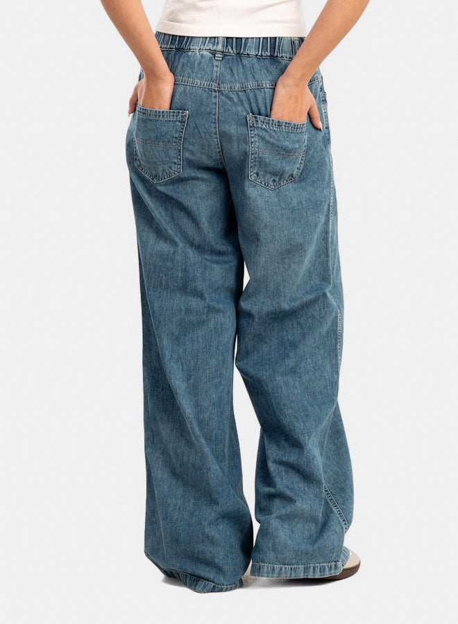 Carina Elastic Waist Denim Pants  - Image 3