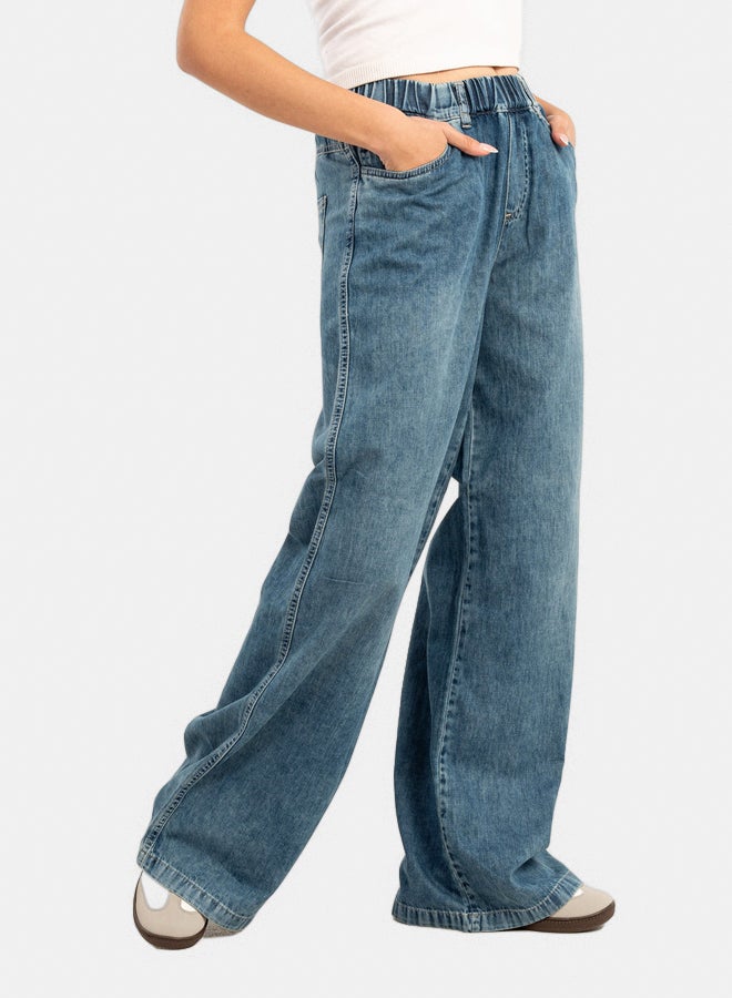 Carina Elastic Waist Denim Pants  - Image 2