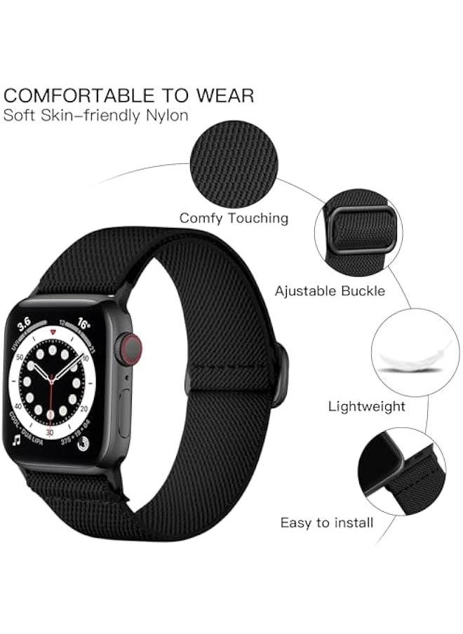 Generic Braided Band Compatible with Apple Watch Series 10 9 8 7 46mm 45mm 41mm Ultra 2 49mm Series 6 5 SE 44mm 40mm Series 4 3 2 1 38mm 42mm Men iWatch Bands Women Stretchy Nylon Solo Loop Sport Strap  - Image 2