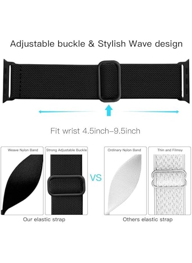 Generic Braided Band Compatible with Apple Watch Series 10 9 8 7 46mm 45mm 41mm Ultra 2 49mm Series 6 5 SE 44mm 40mm Series 4 3 2 1 38mm 42mm Men iWatch Bands Women Stretchy Nylon Solo Loop Sport Strap  - Image 3