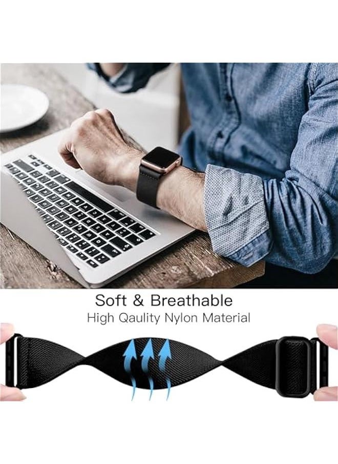 Generic Braided Band Compatible with Apple Watch Series 10 9 8 7 46mm 45mm 41mm Ultra 2 49mm Series 6 5 SE 44mm 40mm Series 4 3 2 1 38mm 42mm Men iWatch Bands Women Stretchy Nylon Solo Loop Sport Strap  - Image 4