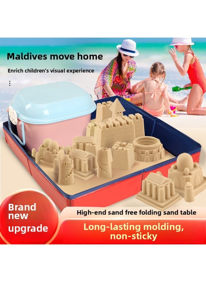 Children's Space Toy Sand Amusement Park Colored Sand Non-sticky Hand Star High-end Magic Sand Shaping Space Sand Set-Color:Green-Specifications:16kg High-end Sand Set + Folding Sand Table + Cartoon Box +169 Mold