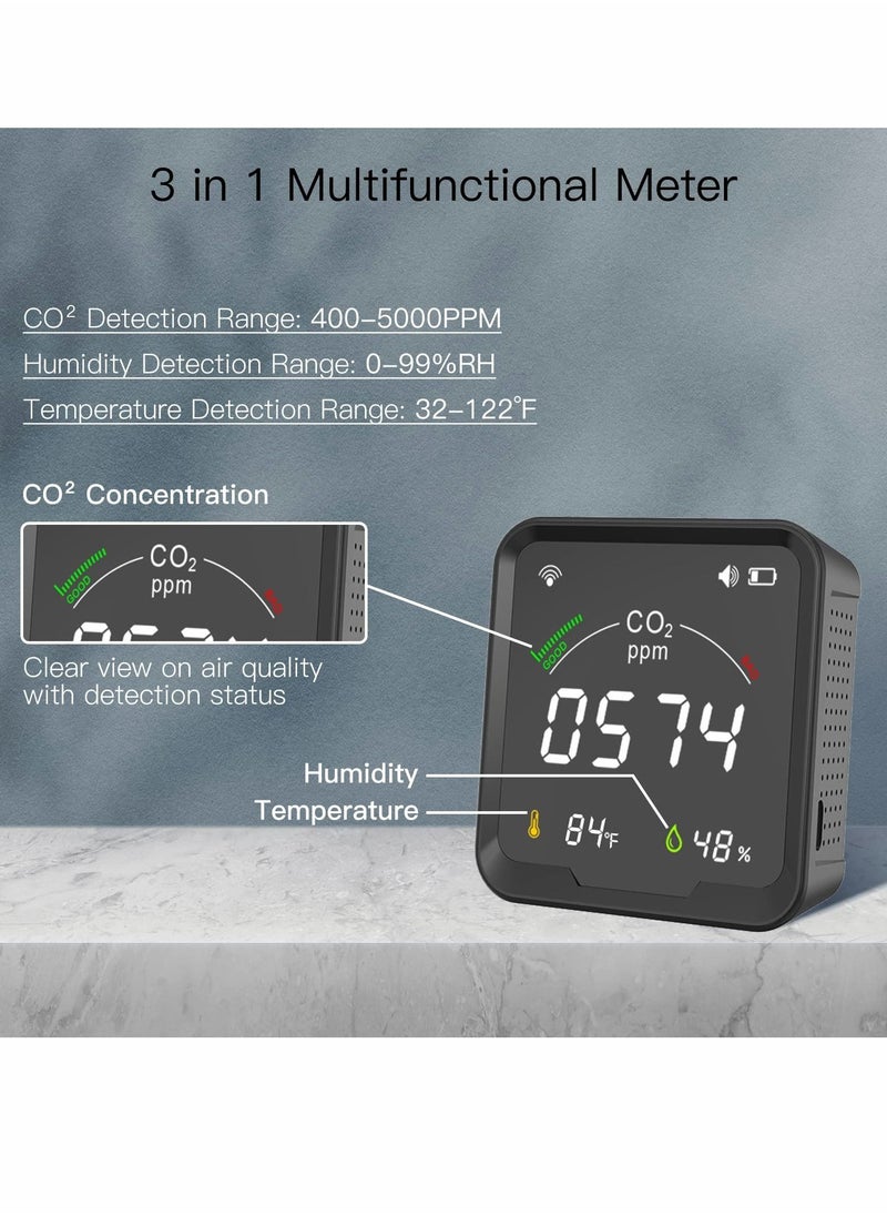 Excefore - WiFi CO2 Monitor, NDIR Sensor Smart CO2 Detector, Air Quality Monitor for Portable Carbon Dioxide Detector Alarm, Temperature Humidity Sensor, Automation Work with Tuya Smart Home Devices - Image 1