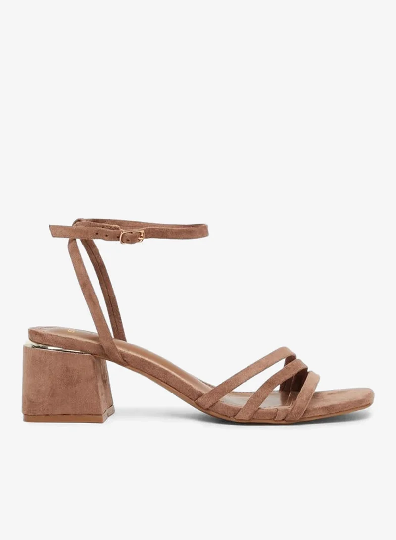 Brown Strappy Block Heel Sandals