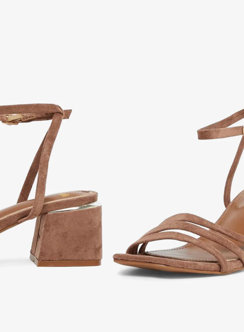 Styli Brown Brown Strappy Block Heel Sandals for Women | Best Price UAE