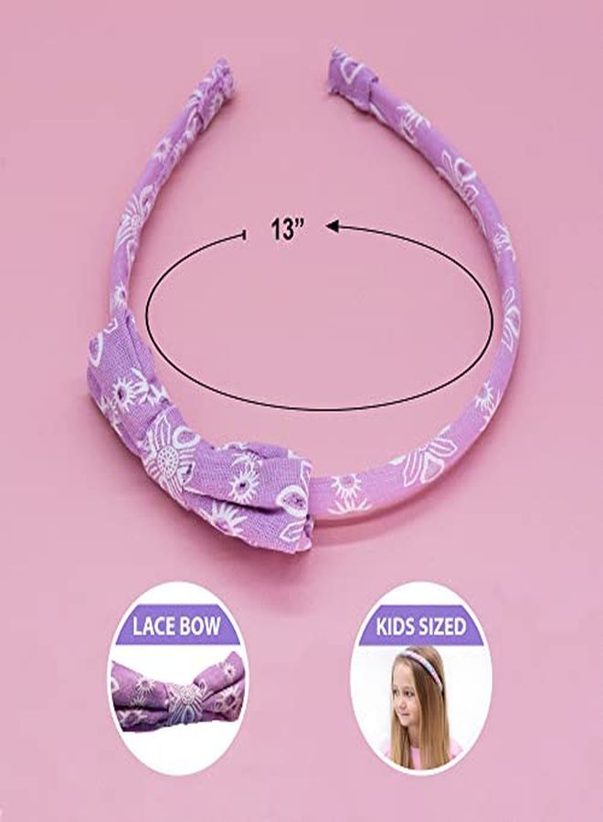 FROG SAC 4 Eyelet Bow Headbands For Girls Lacy Eyelet Bow Head Bands For Kids Cute Lace Fashion Bow Headband Hair Accessories - Image 4