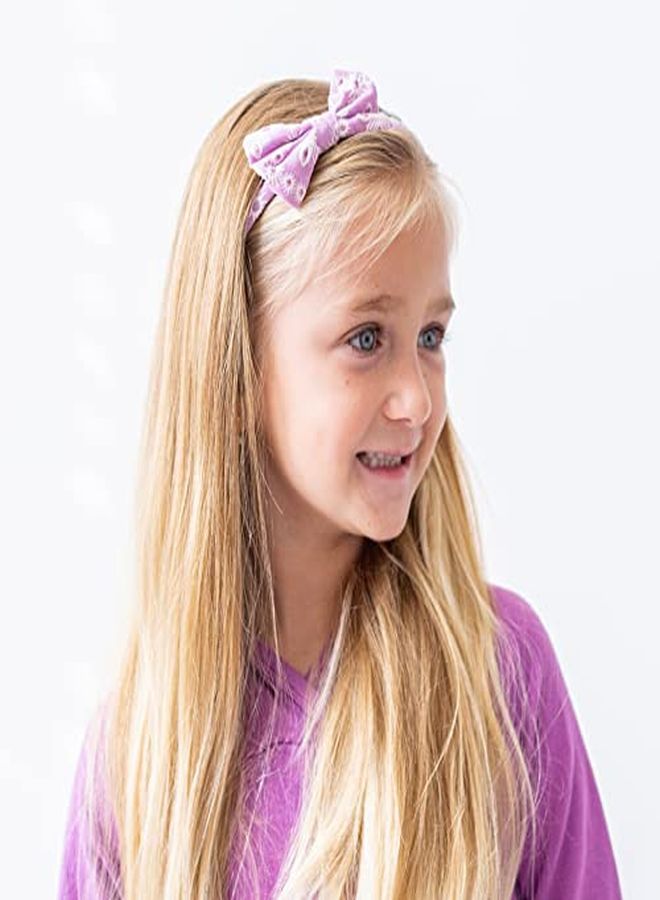 FROG SAC 4 Eyelet Bow Headbands For Girls Lacy Eyelet Bow Head Bands For Kids Cute Lace Fashion Bow Headband Hair Accessories - Image 5