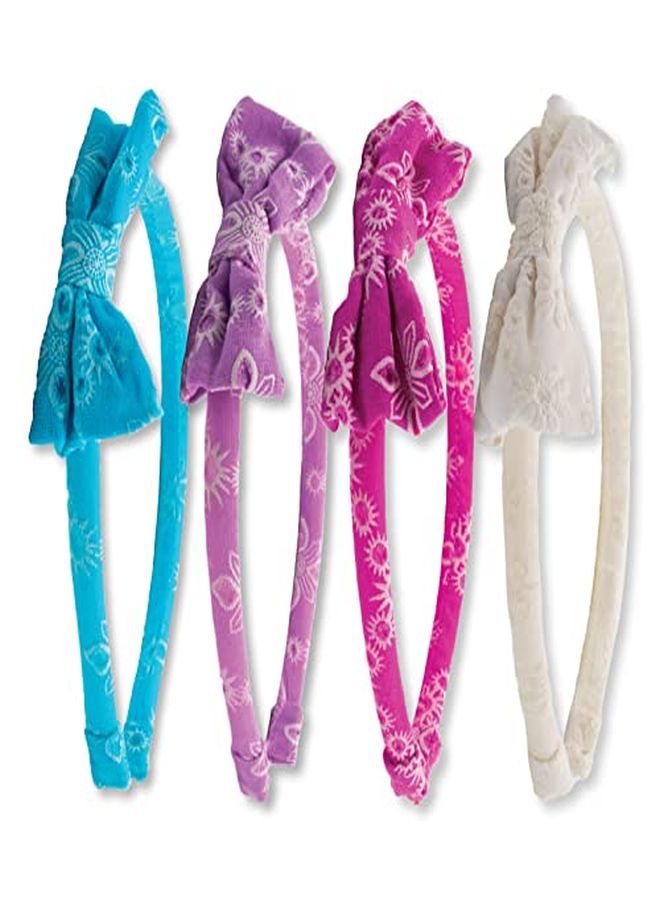 FROG SAC 4 Eyelet Bow Headbands For Girls Lacy Eyelet Bow Head Bands For Kids Cute Lace Fashion Bow Headband Hair Accessories - Image 1