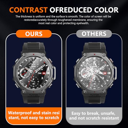 Suoman 4-Pack for Amazfit T-Rex 3 Screen Protector, 2.5D 9H Hardness Anti-Scratch Tempered Glass Screen Protective Film - Image 4