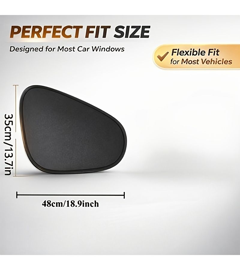 Black Curved Car Side Window Sunshade UV Heat Block Static Cling Foldable Visor - Image 2