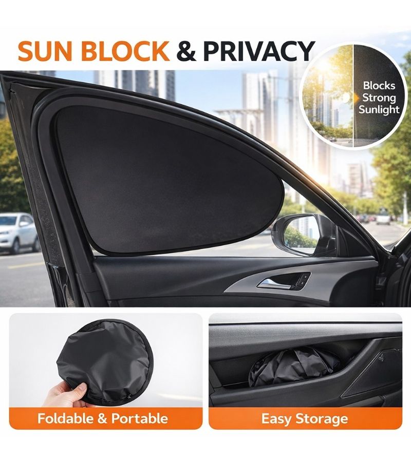 Black Curved Car Side Window Sunshade UV Heat Block Static Cling Foldable Visor - Image 5
