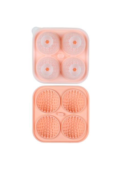 4-Link Golf Silicone Ice Cube Mold Whiskey Ice Tray with Funnel round Ice Ball Mold Easy Unmold Modern Simple Style Ice Molds Pink