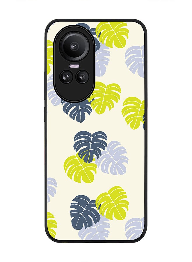 Stylizedd Rugged Black Edge case for Oppo Reno10 / Oppo Reno10 Pro, Custom Slim fit Flexible Anti Drop Thin Phone Case Cover - Island Leaves - Image 1