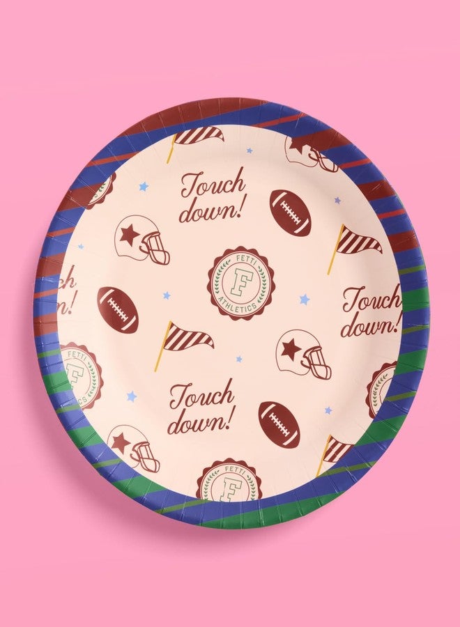 xo, Fetti Touchdown Plates - 32 pcs | Football Birthday Decorations, Varsity Party Setting, Tailgate Tablescape, Homecoming Game Day Supplies - Image 3