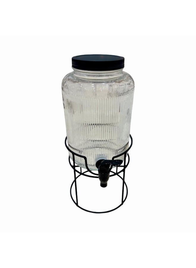 جك موزع عصير زجاجي مع حامل معدني عصري سعة كبيرة 3.8 ليتر للمناسبات والحفلات - Image 2