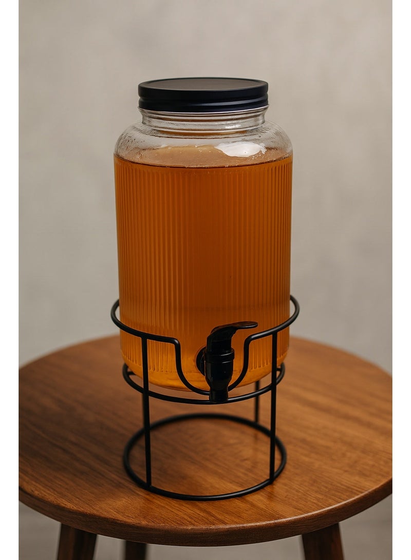 جك موزع عصير زجاجي مع حامل معدني عصري سعة كبيرة 3.8 ليتر للمناسبات والحفلات - Image 1