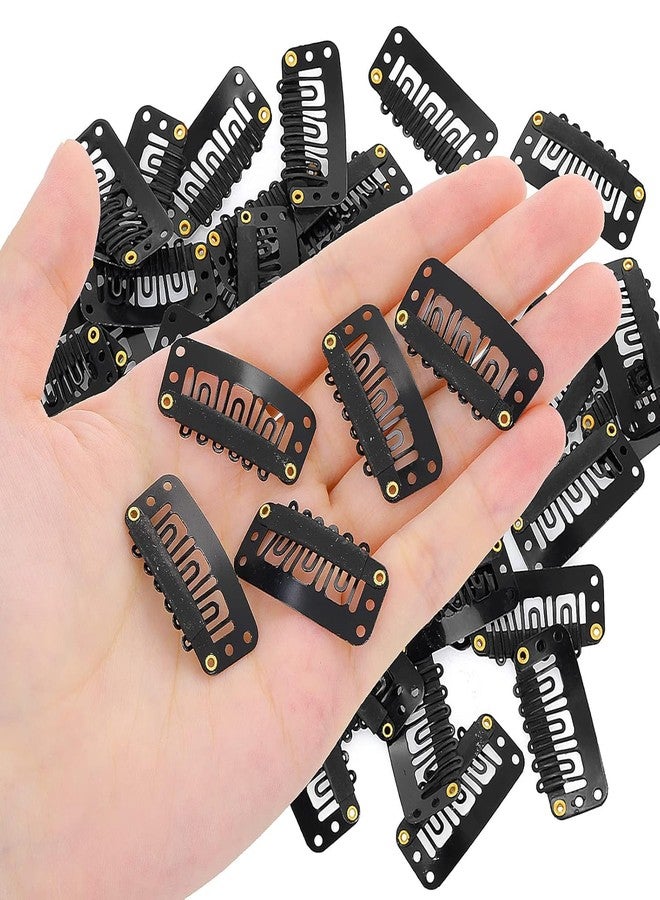 Rinpoche Wigs Metal Snap Hair Extension Clips Fixing Pin U-shape Metallic Wig Clips with Rubber Silicone Back for Secure Wig (Black) (Pack Of 12) - Image 5