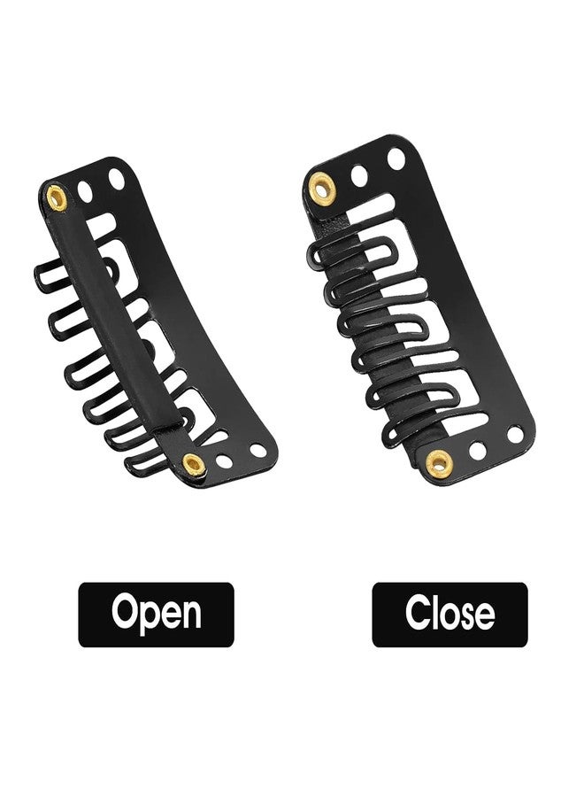 Rinpoche Wigs Metal Snap Hair Extension Clips Fixing Pin U-shape Metallic Wig Clips with Rubber Silicone Back for Secure Wig (Black) (Pack Of 12) - Image 2