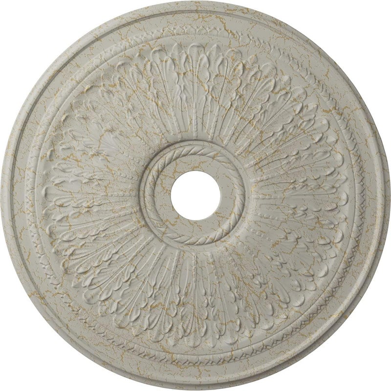 Ekena Millwork CM29OAPCC Oak leaf Ceiling Medallion, Pot of Cream Crackle, 29 1/8"OD x 3 5/8"ID x 1"P - Image 1
