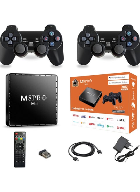 M8 Pro Mini 4K Game Console and Android Tv Box Dual System 64G 10000 Games Wireless Controllers Hd Out
