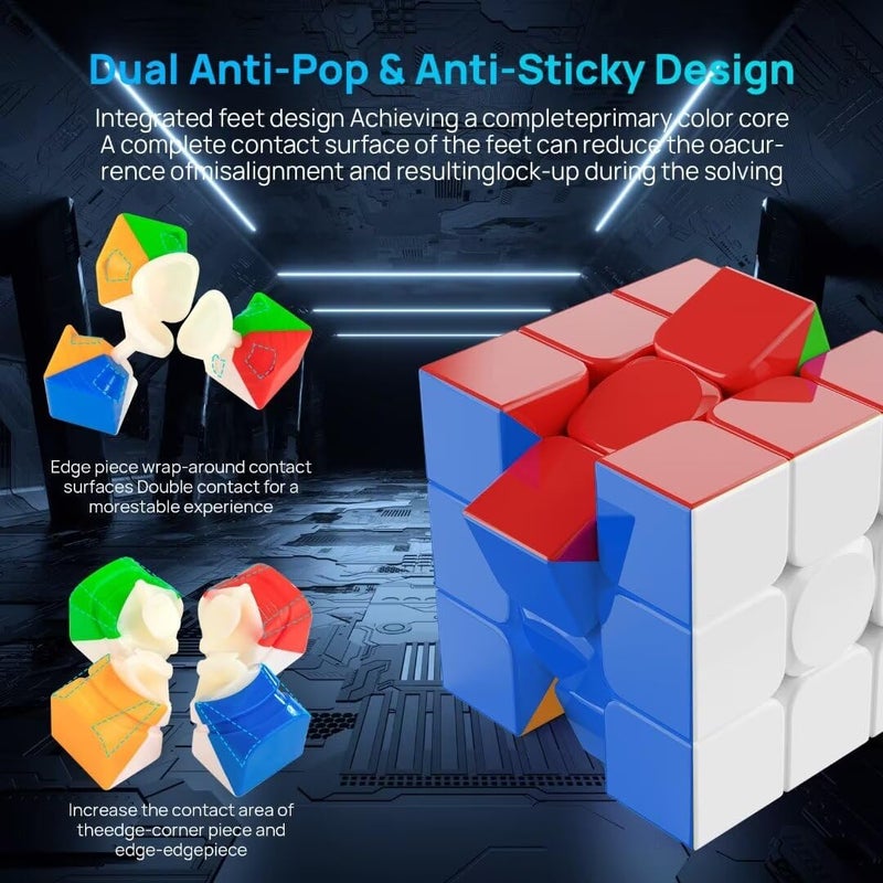 nabreeli Magnetic Speed Cube 3x3 Stickerless - Professional Competition Cube with 24 Strong Magnets | 55Â°/35Â° Corner Cutting | Smooth & Fast for Adults & Kids for Speedcubers (No Logo) - Image 4