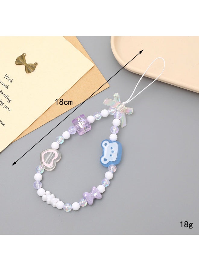 NIBEMINENT Beaded Phone Lanyard, Anti Lost Removable Wrist Strap, K3722 Little Bear Bracelet Pendant, Phone Keychain Lanyard