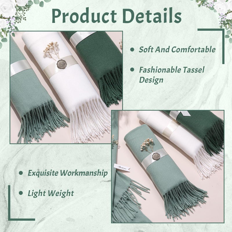 Bornerwhite 24 Pack Wedding Pashmina Shawls Wraps Bulk 79 x 27 Scarf for Guests Wedding Favor Bridal Shawls Gift Outdoor - Image 3