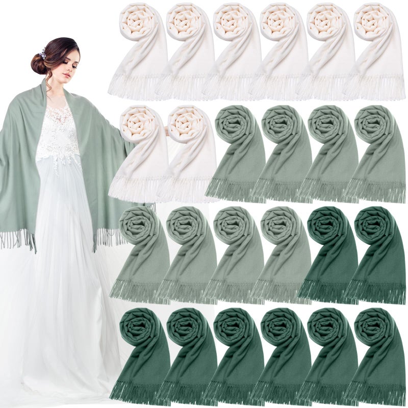 Bornerwhite 24 Pack Wedding Pashmina Shawls Wraps Bulk 79 x 27 Scarf for Guests Wedding Favor Bridal Shawls Gift Outdoor - Image 1
