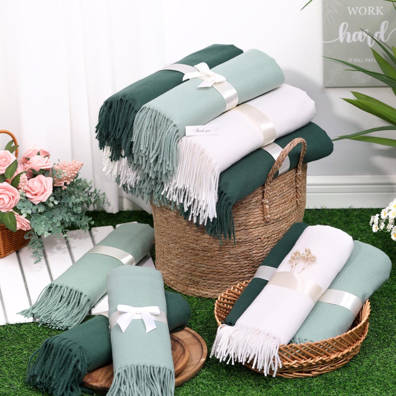 Bornerwhite 24 Pack Wedding Pashmina Shawls Wraps Bulk 79 x 27 Scarf for Guests Wedding Favor Bridal Shawls Gift Outdoor - Image 4