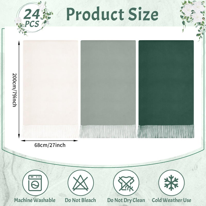 Bornerwhite 24 Pack Wedding Pashmina Shawls Wraps Bulk 79 x 27 Scarf for Guests Wedding Favor Bridal Shawls Gift Outdoor - Image 2