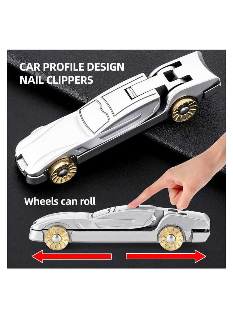 Excefore Ultra Wide Jaw Nail Clippers & Nano Nail File Toenail Clippers Sets, Effortless Stainless Steel Nail Clippers, Thick Nails Cutter for Ingrown Manicure Pedicure Men & Women (Car Shaped-Silver) - Image 4