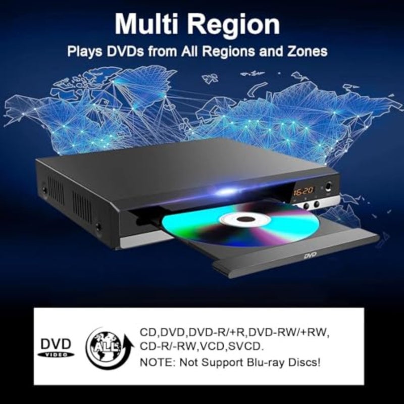HD DVD Player for TV CD Player for Home HDMI and RCA Cables Remote Control USB Input 1080p All Region Free Breakpoint Memory Support TV Monitor and Projector - Image 5