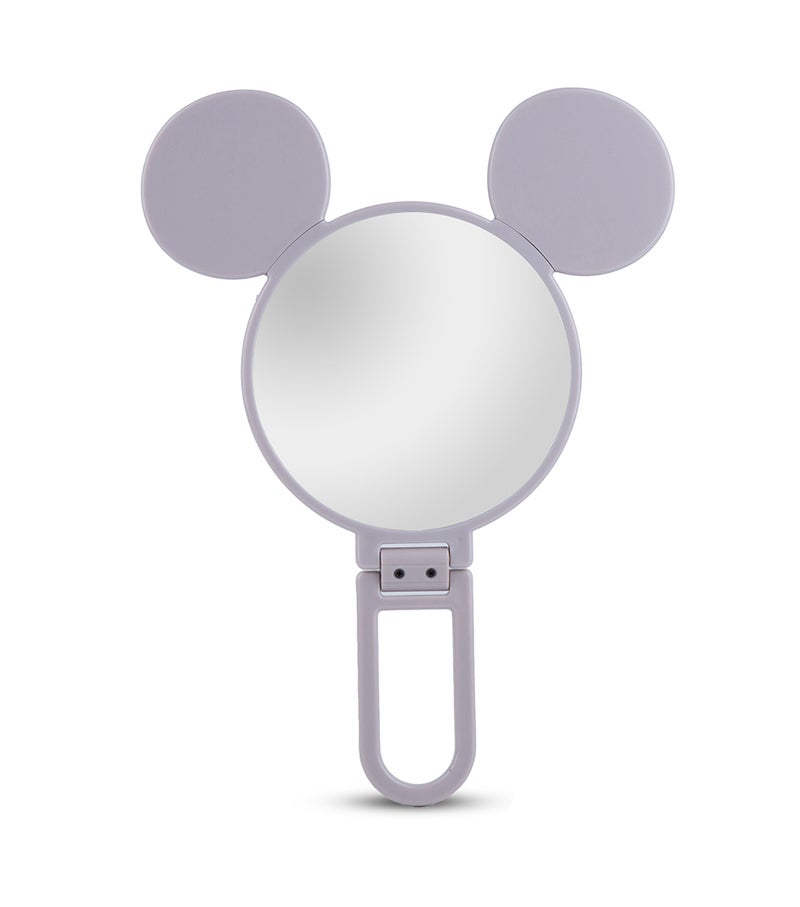 Daiso Mickey Die Cut Hand Mirror, Greige, 12 x 20 cm Portable Cosmetic Mirror for Makeup, Travel & Daily Use - Image 1