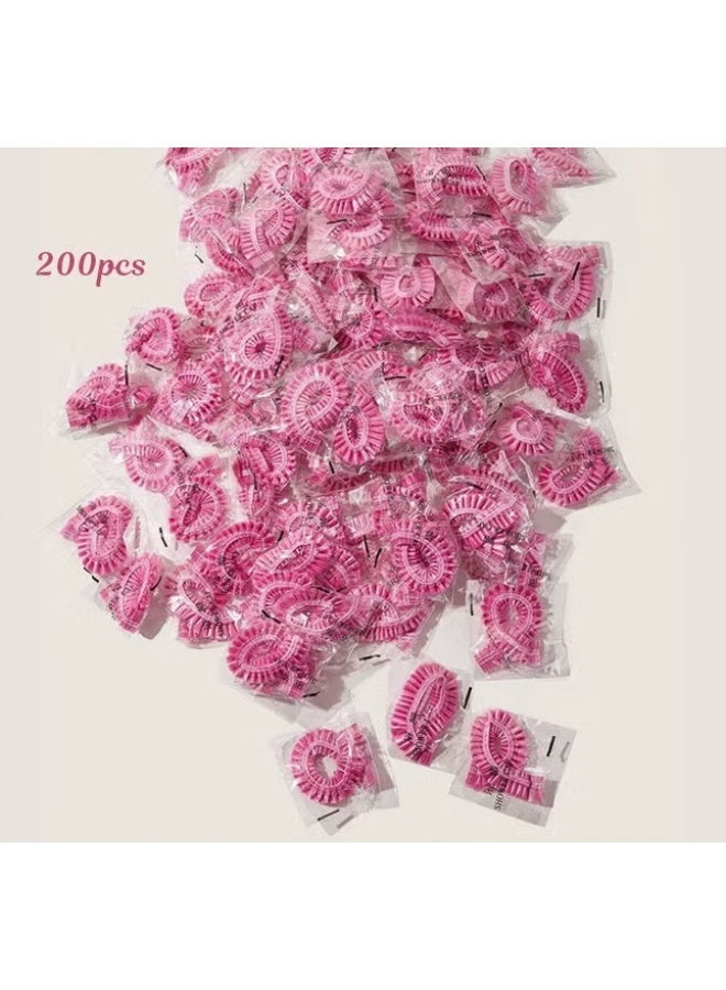 200-Piece Disposable Plastic Shower Hats Hair Women Waterproof Spa Salon Hotel Hair Dye Elastic Shower Hats Bathroom(Pink) - Image 1