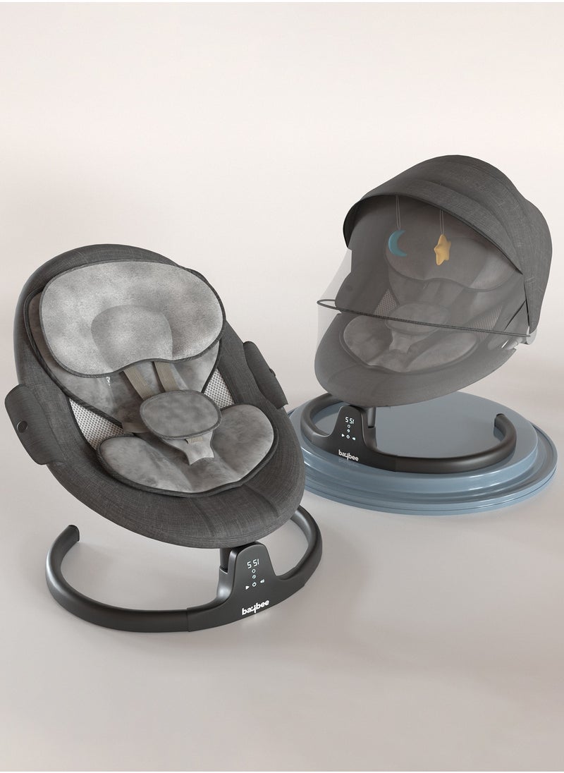 BAYBEE - Baybee Lullabies Automatic Electric Baby Swing Cradle for Baby with Adjustable Swing Speed, Recline, Bluetooth & Music | Baby Rocker with Mosquito Net, Safety Belt & Toys | Swing for Baby Black - Image 1