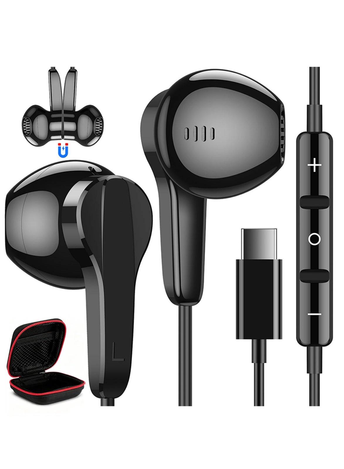 xlevel Xlevel Type Earphones Ear Headphones With Microphone Usb Wired Earphones For iPhone 16 Series iPhone 15 Pro Max Samsung S25 Ultra S24 S23 Ultra S21 A04 Redmi Note 12 12 Pro OnePlus With Box Z6F8B46538014930E0B82Z