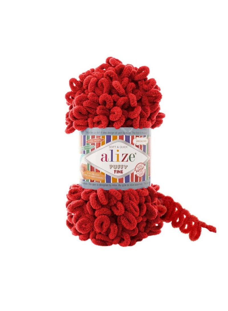 ALIZE PUFFY FINE Yarn 56 Red