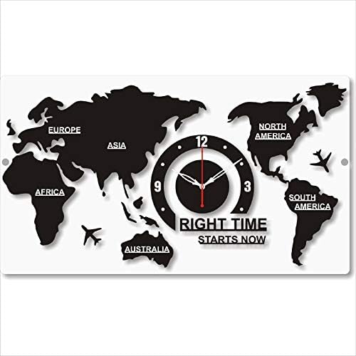 THE 9192 Acrylic Analog Wall Clock for Living Room (World map) Black, 60x34 Cm - Image 2