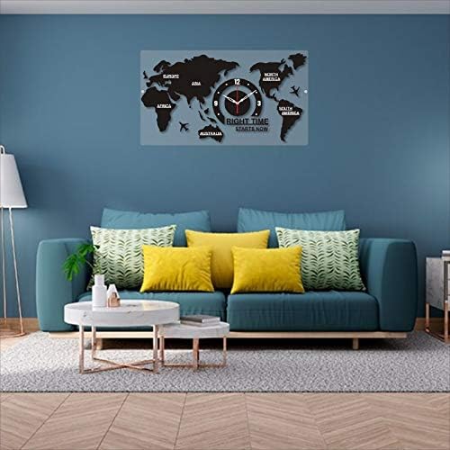THE 9192 Acrylic Analog Wall Clock for Living Room (World map) Black, 60x34 Cm - Image 4