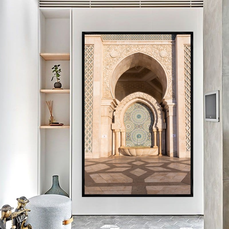 Marktna One piece of canvas print featuring a mosque design with a hollow frame, measuring (60×90). - Image 2