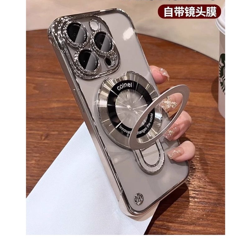 MagSafe iPhone 17 Acrylic Case Protective for 17 Air 17 Pro 17 Pro Max and Kickstand and Frameless Design in Silver finish - Image 1
