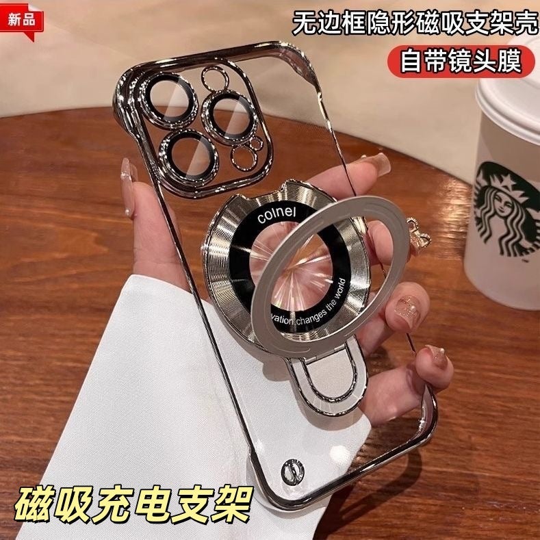 MagSafe iPhone 17 Acrylic Case Protective for 17 Air 17 Pro 17 Pro Max and Kickstand and Frameless Design in Silver finish - Image 2