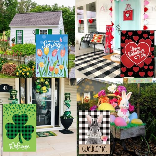 CDLong Seasonal Garden Flags Set of 12 Double Sided 12 x 18 Inch Yard Flags, Small Garden Flags for Outside, Fall Winter Halloween Christmas Outdoor Flags, Holiday Flags for All Seasons - Image 5