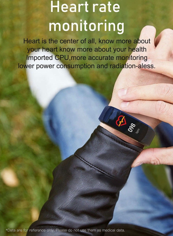 C6T Body Temperature Bracelet Watch Smart Sports Bracelet IP67 Information Push Sleep Exercise Step Waterproof Sports Smart Bracelet Blood Pressure Monitoring (Black) - Image 2